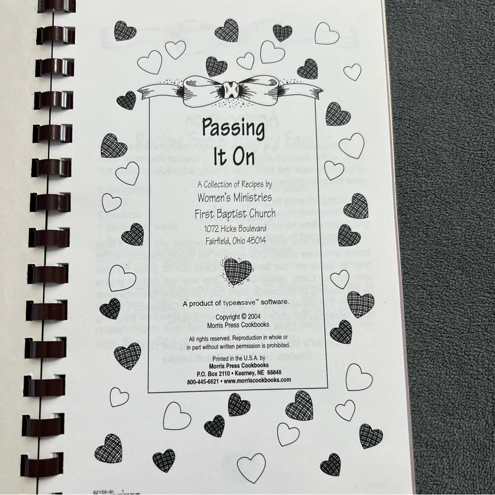 Vintage Spiral Community Church Cookbook